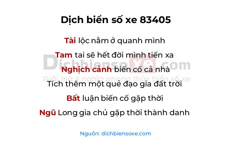 Dịch thơ biển số 83405