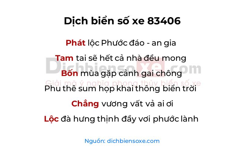 Dịch thơ biển số 83406
