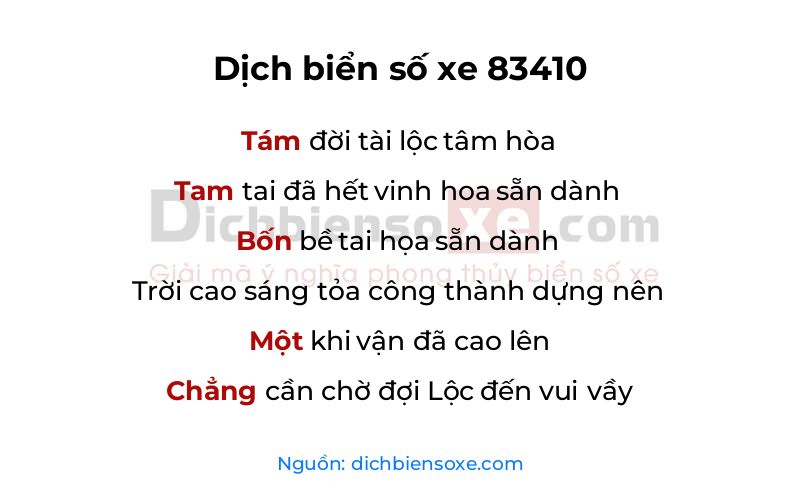 Dịch thơ biển số 83410
