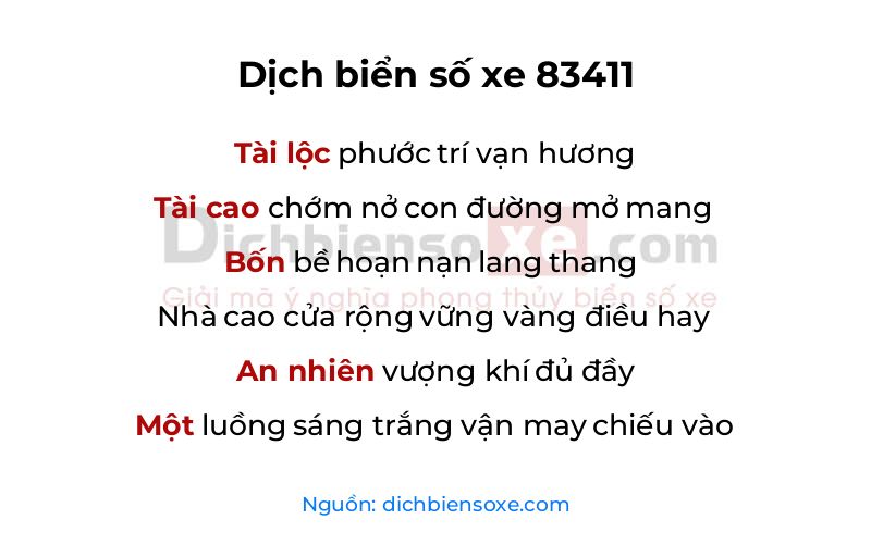 Dịch thơ biển số 83411