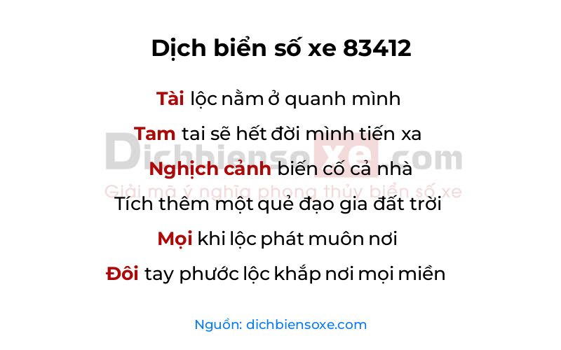 Dịch thơ biển số 83412