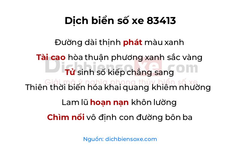 Dịch thơ biển số 83413