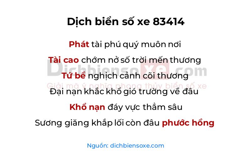 Dịch thơ biển số 83414