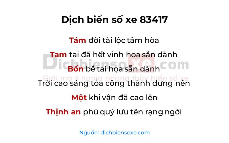 Dịch thơ biển số 83417