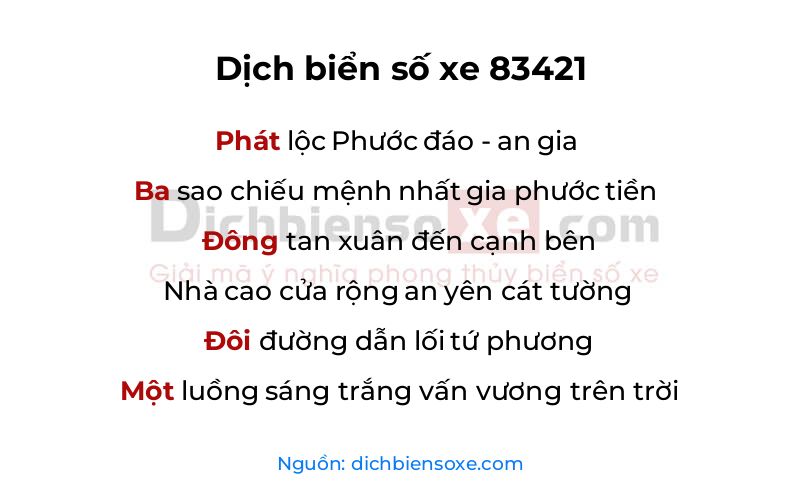 Dịch thơ biển số 83421