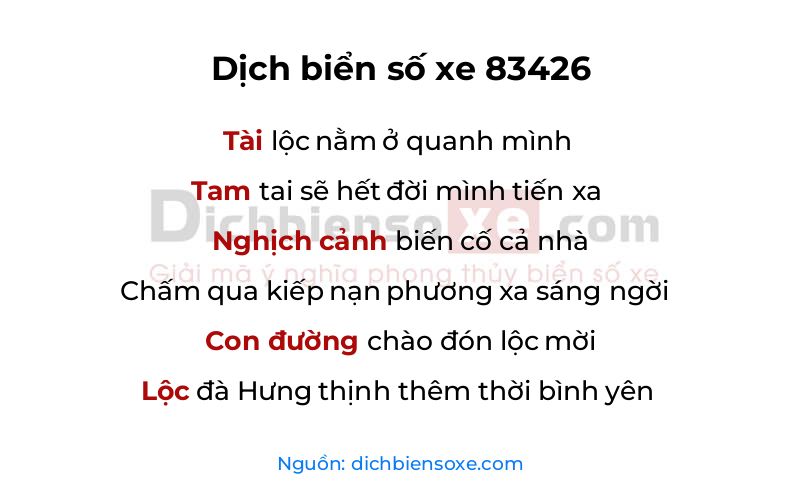 Dịch thơ biển số 83426