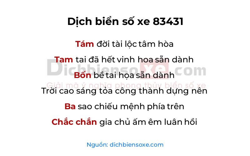 Dịch thơ biển số 83431