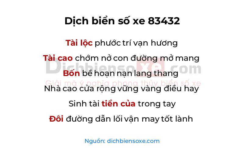 Dịch thơ biển số 83432