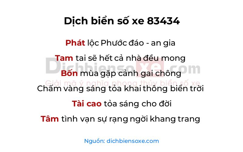 Dịch thơ biển số 83434