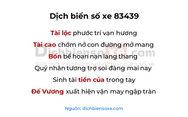 Dịch thơ biển số 83439