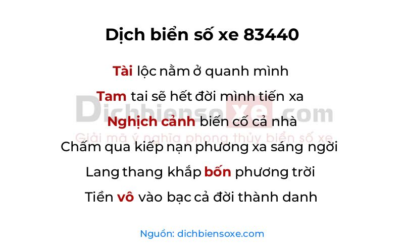 Dịch thơ biển số 83440