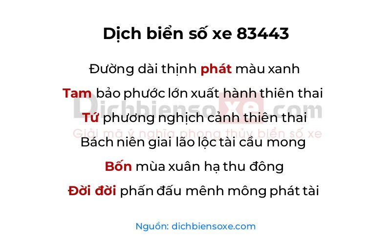 Dịch thơ biển số 83443