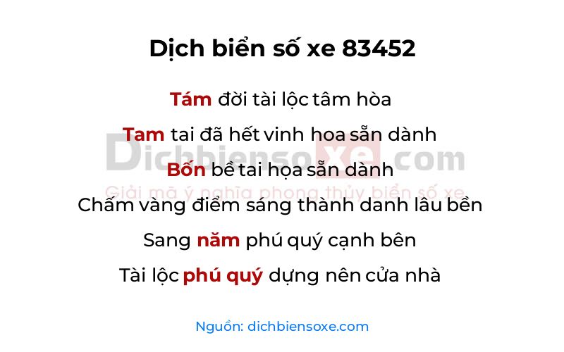 Dịch thơ biển số 83452