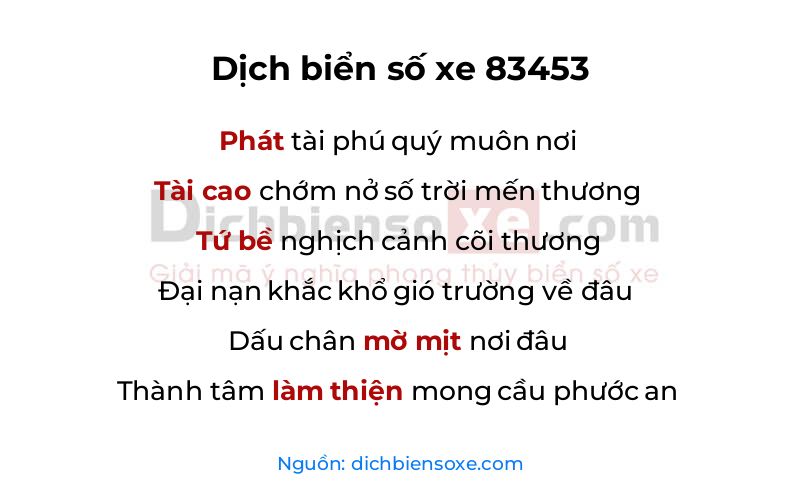 Dịch thơ biển số 83453