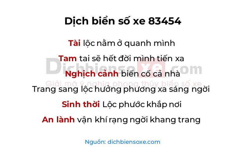 Dịch thơ biển số 83454