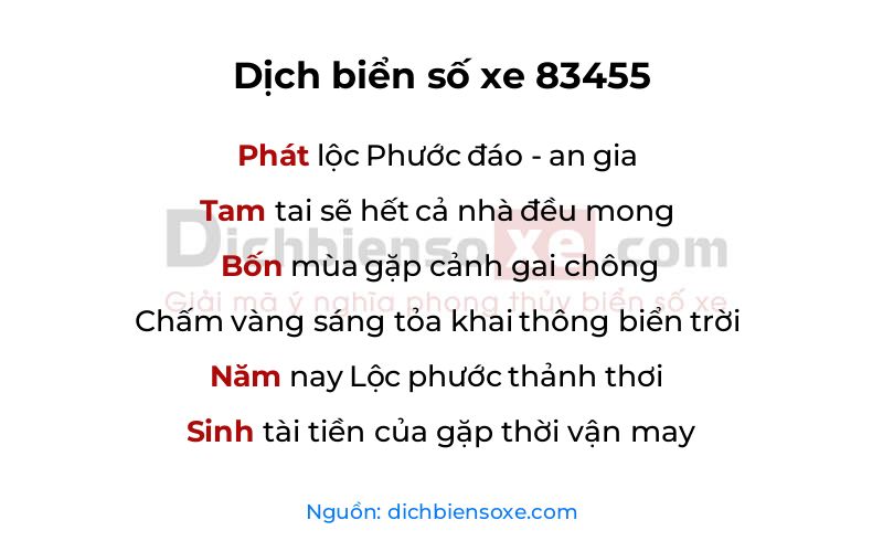 Dịch thơ biển số 83455