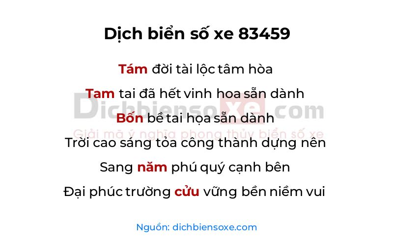 Dịch thơ biển số 83459