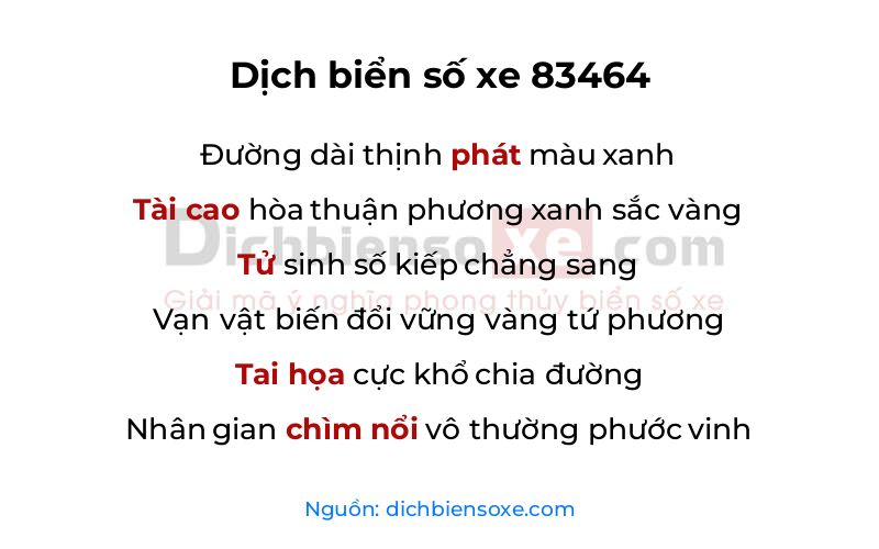 Dịch thơ biển số 83464