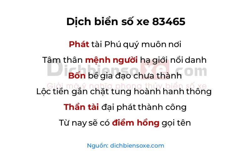 Dịch thơ biển số 83465