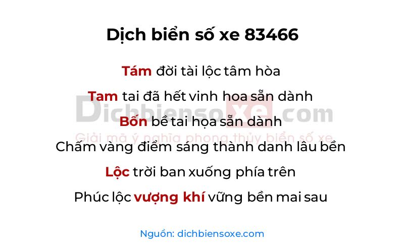 Dịch thơ biển số 83466