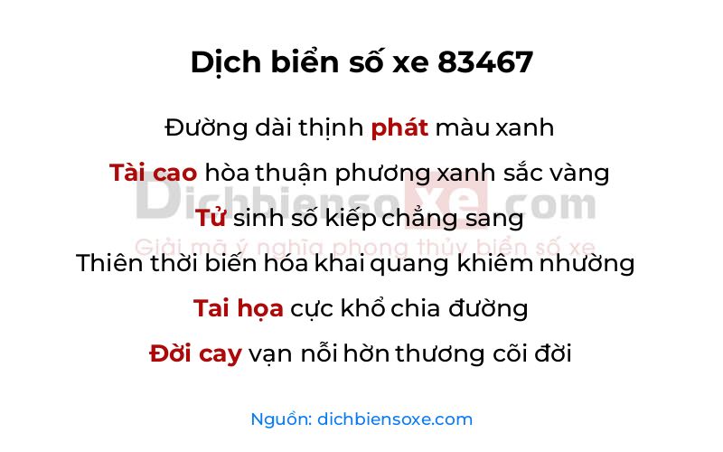 Dịch thơ biển số 83467