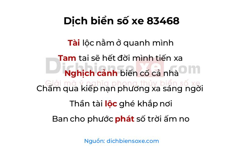 Dịch thơ biển số 83468
