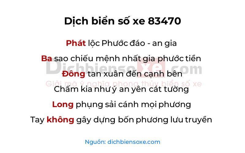Dịch thơ biển số 83470