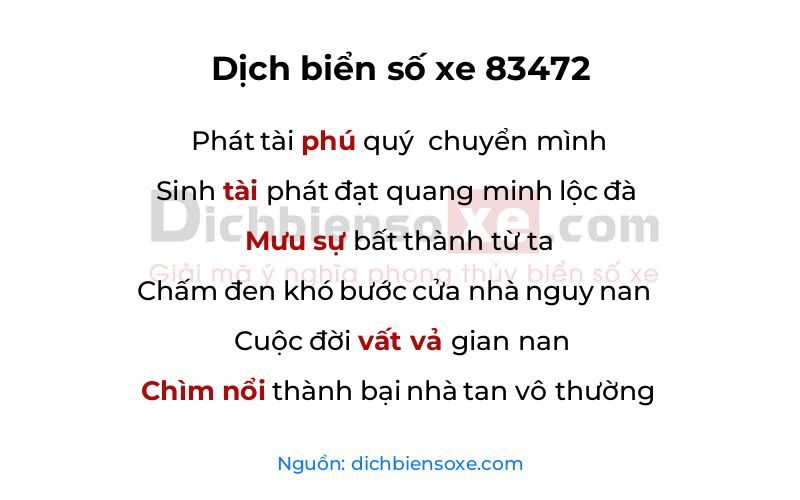 Dịch thơ biển số 83472