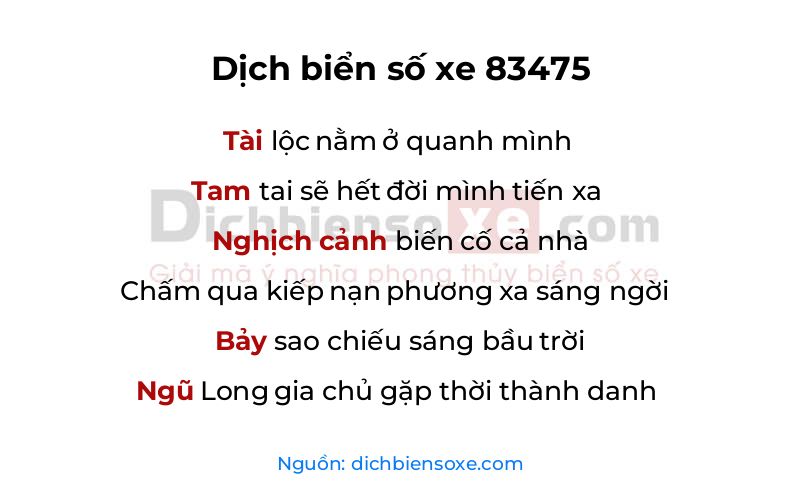 Dịch thơ biển số 83475
