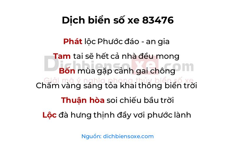 Dịch thơ biển số 83476
