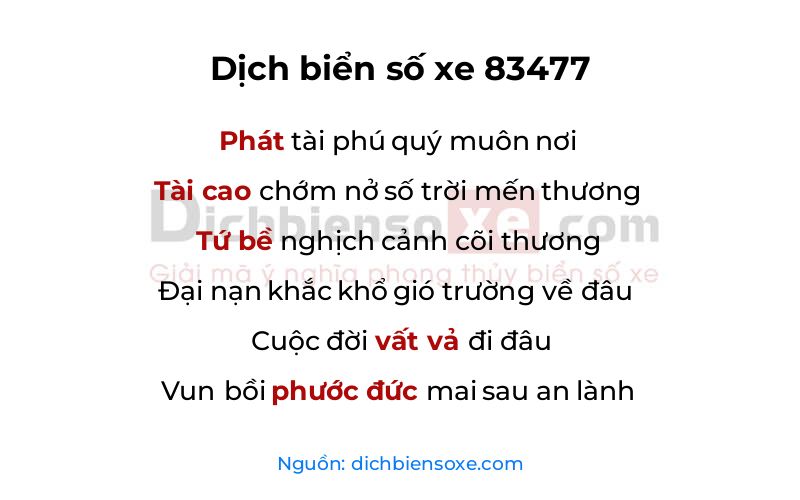 Dịch thơ biển số 83477