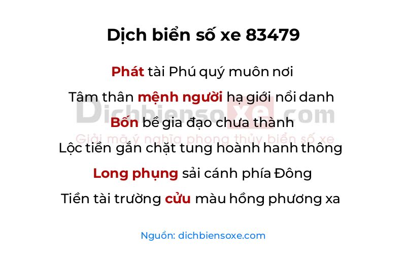 Dịch thơ biển số 83479