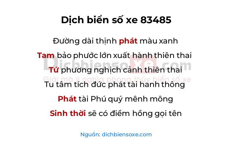 Dịch thơ biển số 83485