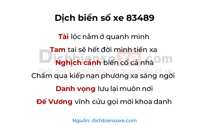 Dịch thơ biển số 83489