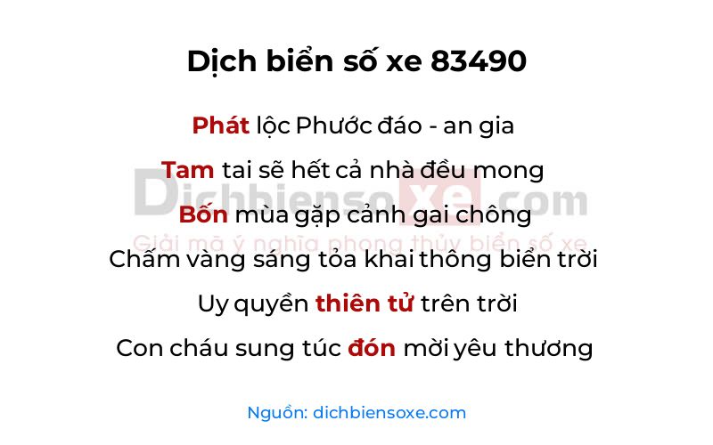 Dịch thơ biển số 83490