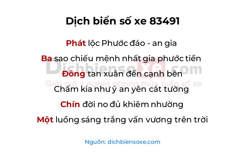 Dịch thơ biển số 83491
