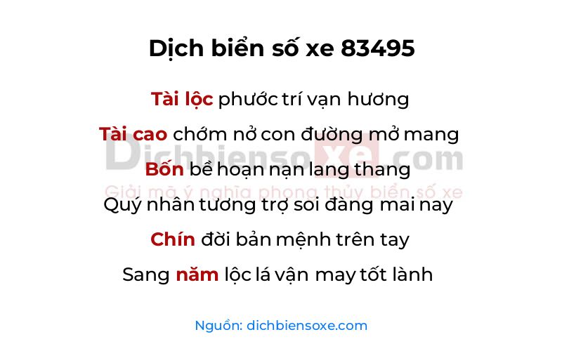 Dịch thơ biển số 83495
