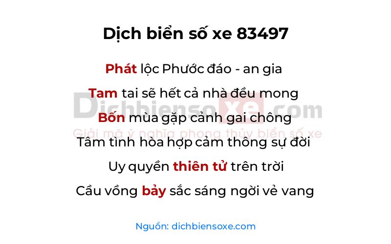 Dịch thơ biển số 83497