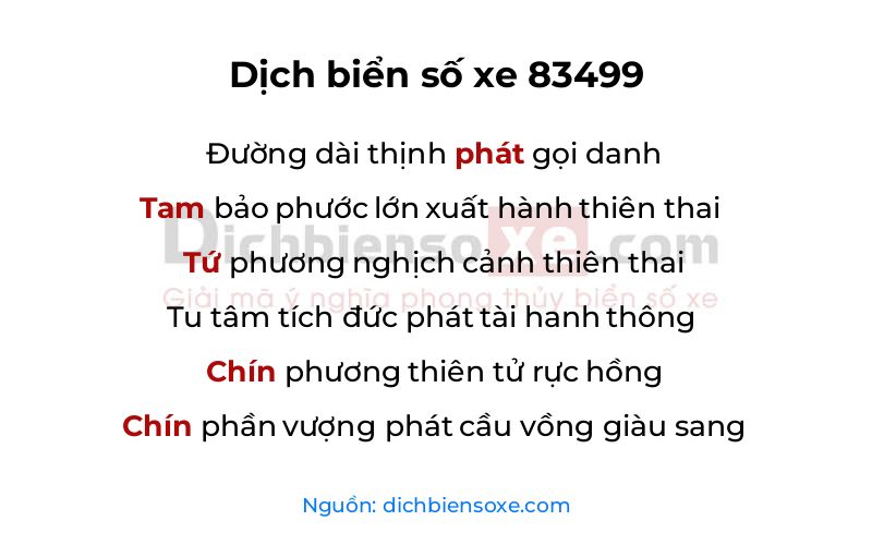 Dịch thơ biển số 83499