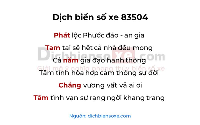 Dịch thơ biển số 83504