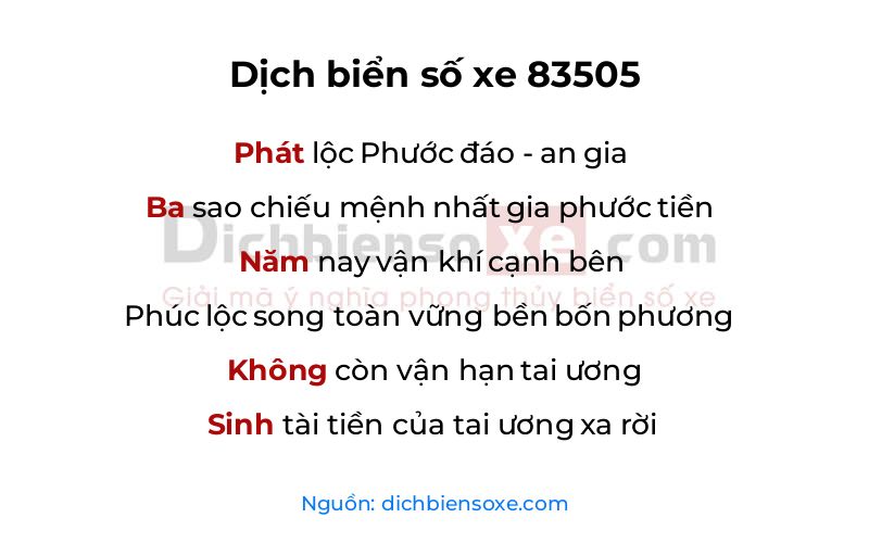 Dịch thơ biển số 83505