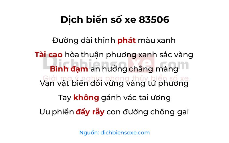 Dịch thơ biển số 83506