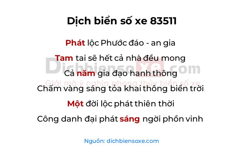 Dịch thơ biển số 83511