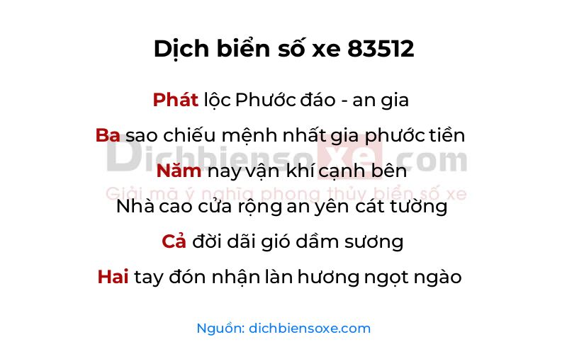 Dịch thơ biển số 83512