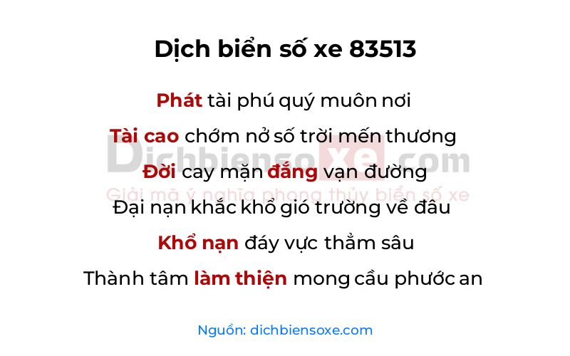 Dịch thơ biển số 83513