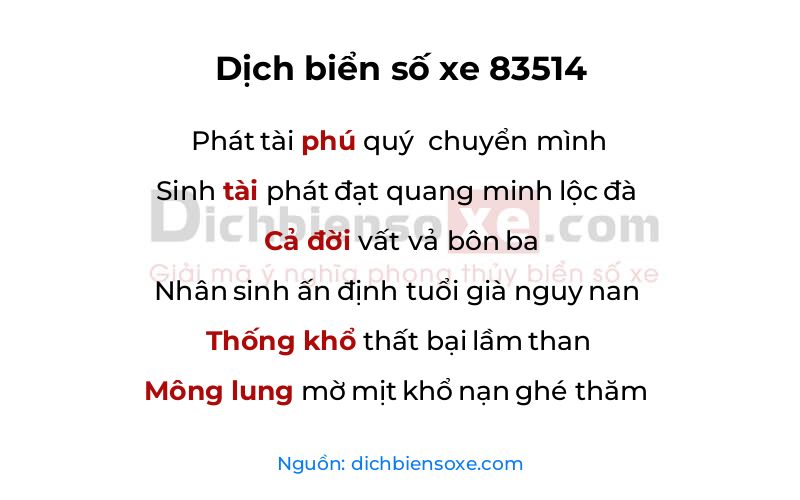 Dịch thơ biển số 83514