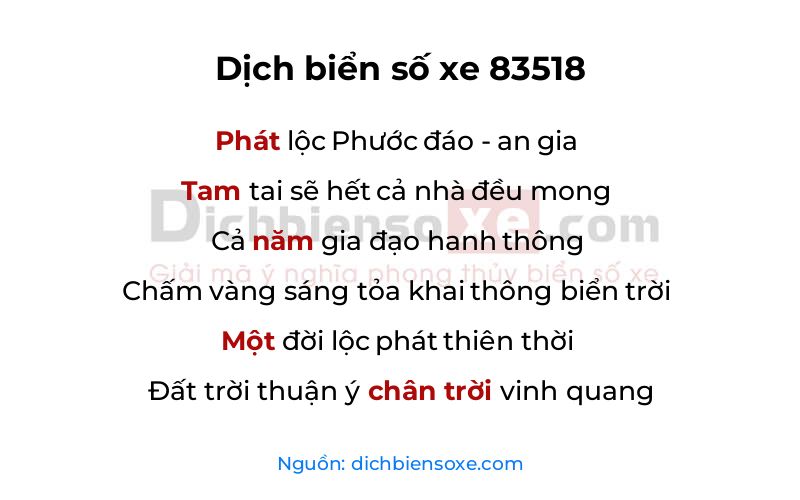 Dịch thơ biển số 83518