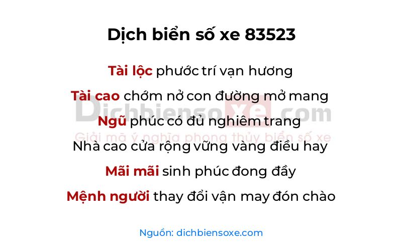 Dịch thơ biển số 83523