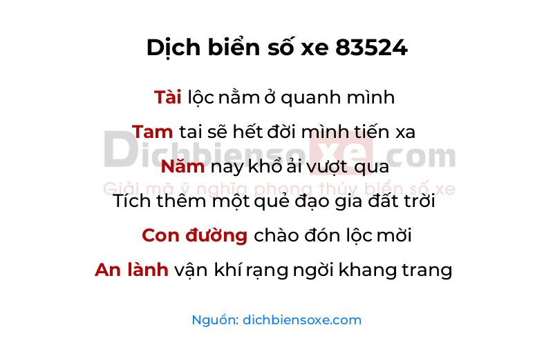 Dịch thơ biển số 83524