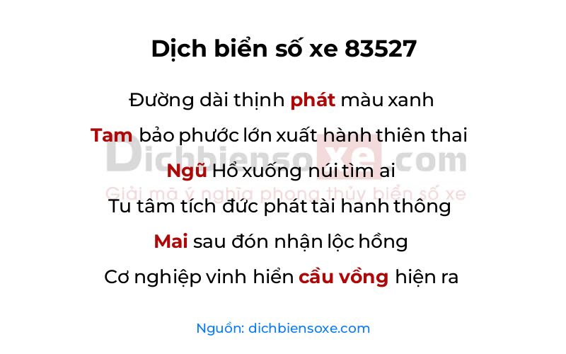 Dịch thơ biển số 83527